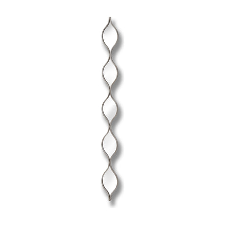 Hill Interiors Undulating Panel wall mirror in silver, tall slim design with five linked teardrop-shaped mirrored sections, shown on a plain white background.