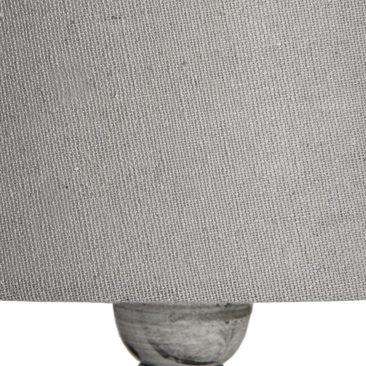 Close-up of the Hill Interiors Wooden Table Lamp in beige, showing the woven linen-effect shade above the turned wood base.