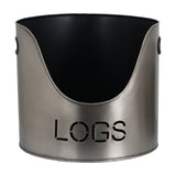 Pewter Finish Logs and Kindling Buckets with Matchstick Holder – Silver