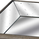Distressed Mirrored Tray With Wooden Trim – Silver