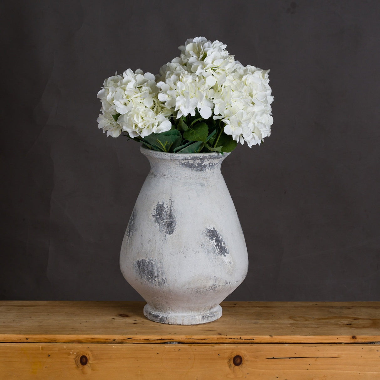 Large Antique White Ceramic Vase – White