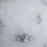 Close-up of the Hill Interiors Large Antique White Ceramic Vase showing its matte chalky glaze with soft grey weathered patches across the rounded body.