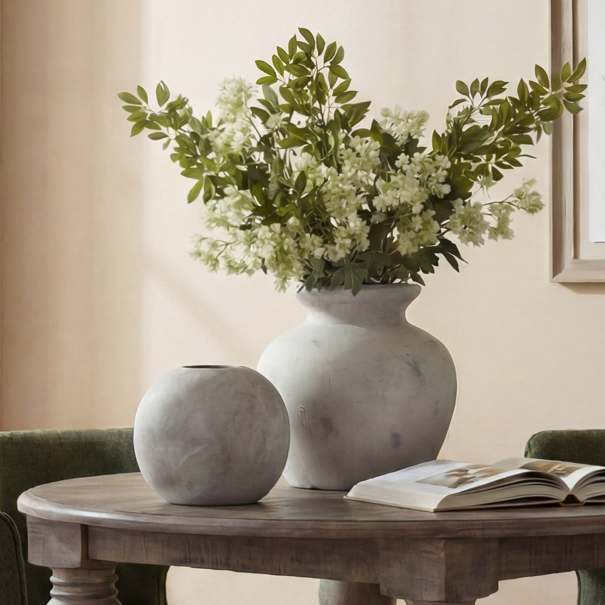 Antique White Ceramic Vase – White