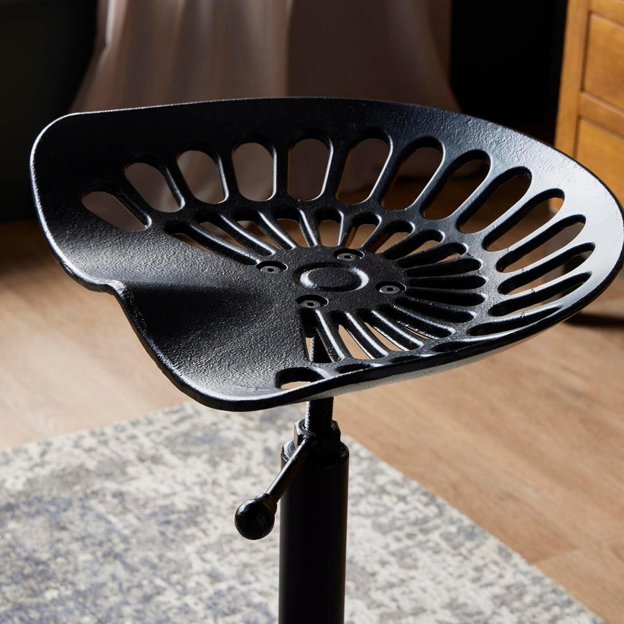 Adjustable Metal Tractor Seat Stool – Black