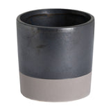 Hill Interiors Metallic Ceramic Serving Tray in grey, a small cylindrical pot with metallic dark glaze and unglazed pale base, on a white background.