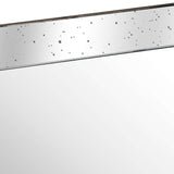 Close-up of Hill Interiors Distressed Large Mirrored Tray showing the silver mirrored surface with speckled distressing and slim wooden trim edge.