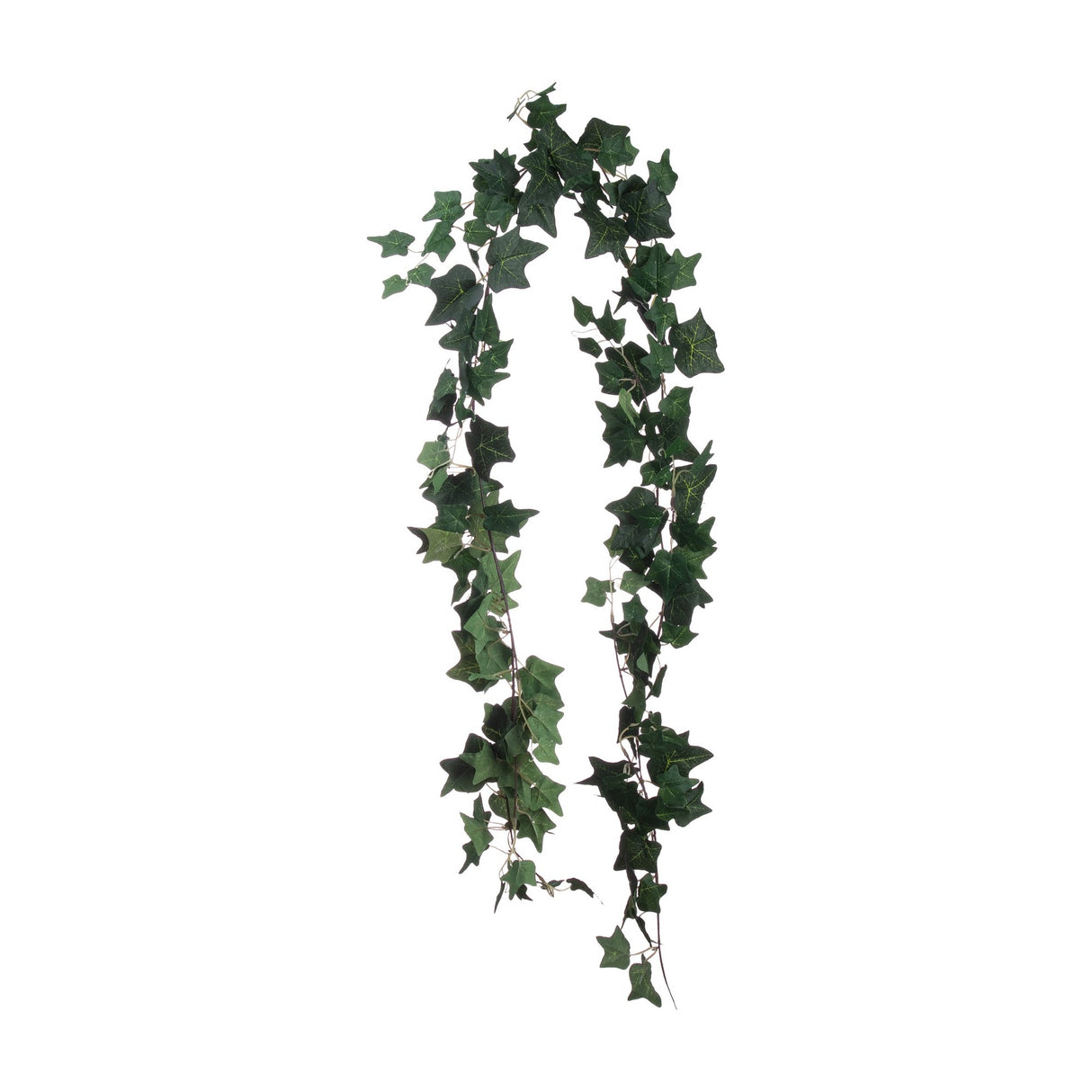 Hill Interiors Faux Ivy Garland 200cm with trailing moulded green leaves on a flexible wire-cored stem, shown draped against a plain white background.
