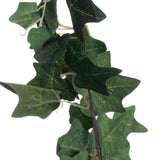 Close-up of Hill Interiors Faux Ivy Garland 200cm showing moulded polyester leaves with natural green veining along a flexible wire-cored stem.