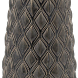 Close-up of the Hill Interiors Large Alpine Ceramic Vase showing its diamond-patterned surface in a natural bronze-toned finish.