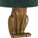 Antique Gold Hare Table Lamp with Green Velvet Shade – Gold