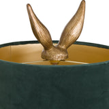 Antique Gold Hare Table Lamp with Green Velvet Shade – Gold