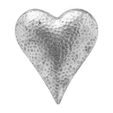 Hill Interiors Decorative Ceramic Heart in silver, a small hammered-effect glazed piece with a textured dimpled surface, shown against a plain white background.