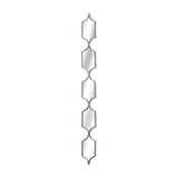 Hill Interiors square decorative hanging collage wall mirror with five vertically stacked silver metal panes on a plain white background.