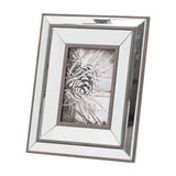 Hill Interiors 5x7in photo frame with a brown wooden surround and slim mirrored border, displaying a pinecone image, shown upright on a white background.
