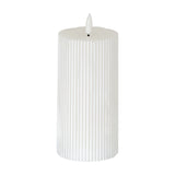 Textured Ribbed LED Pillar Candle – Beige