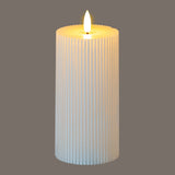 Textured Ribbed LED Pillar Candle – Beige