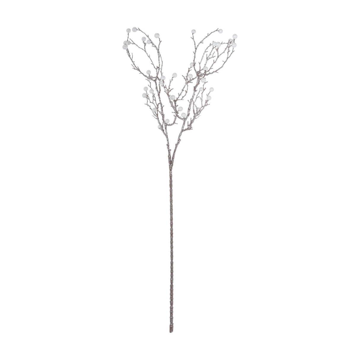 Hill Interiors Festive Pearl Decorative Spray, a 73cm faux branching stem in a natural finish dotted with small white pearls, on a plain white background.