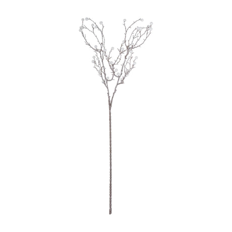 Hill Interiors Festive Pearl Decorative Spray, a 73cm faux branching stem in a natural finish dotted with small white pearls, on a plain white background.