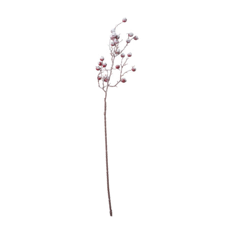 Hill Interiors Large Faux Berry Stem in red with frosted-look clustered berries on a slim bendable branch, shown on a plain white background.