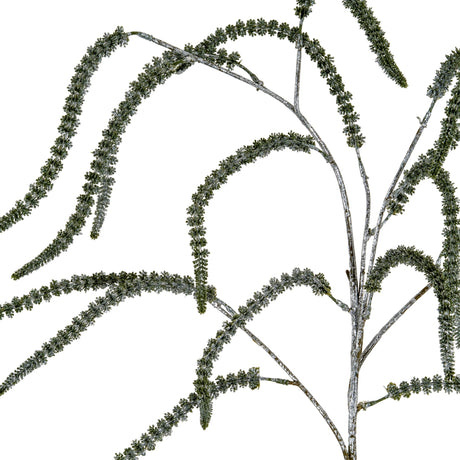 Hill Interiors Festive Amaranthus Trailing Stem in natural green moulded plastic with slender drooping tassels on arching stems, shown on a white background.