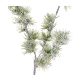 Hill Interiors Festive Snow Branch in white, close-up of frosted spiky plastic tufts along slender stems against a plain white background.