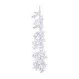 Hill Interiors Snowy Faux Garland, a long plastic evergreen sprig garland with frosted white tips, hanging vertically against a plain white background.