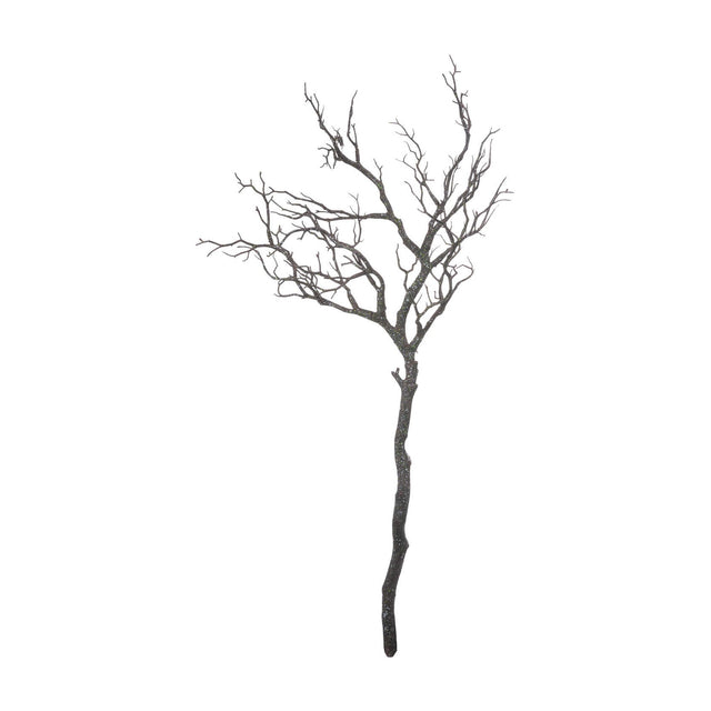 Hill Interiors Large Faux Branch Spray in natural dark tones, a tall bare-branched plastic stem with fanned twiggy top, shown on a plain white background.