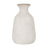 Hill Interiors Ople Stone beige ceramic vase with rounded tapered body, narrow flared neck and matte chalky finish, shown on a plain white background.