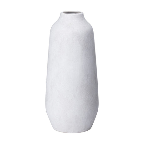 Hill Interiors Tall Ceramic Vase in beige with a matte finish, slender tapered body and narrow neck, shown against a plain white background.
