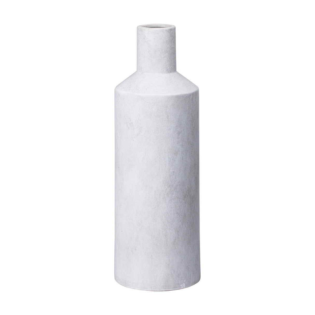 Hill Interiors Sutra Large Ceramic Vase in beige with a tall tapering bottle form, slender neck and matte chalky finish on a plain white background.
