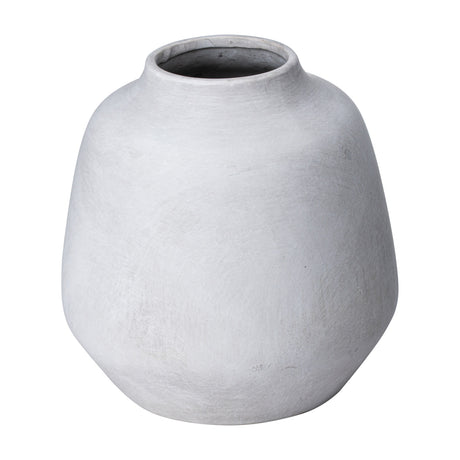 Hill Interiors Opal 20cm ceramic vase in beige with a rounded body and narrow neck, shown against a plain white background.