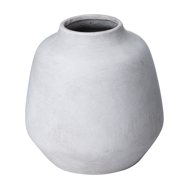 Hill Interiors Opal 20cm ceramic vase in beige with a rounded body and narrow neck, shown against a plain white background.