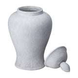 Hill Interiors Large Stone Ceramic Ginger Jar in beige with a matte stone-effect finish, domed lid set aside, shown on a plain white background.