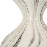 Close-up of the Hill Interiors Marble Effect Ellipse Large Ceramic Vase in white, showing the curved neck and soft grey veining across the glossy surface.
