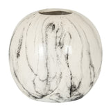 Marble Effect Rounded Ceramic Vase – White