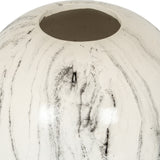Marble Effect Rounded Ceramic Vase – White