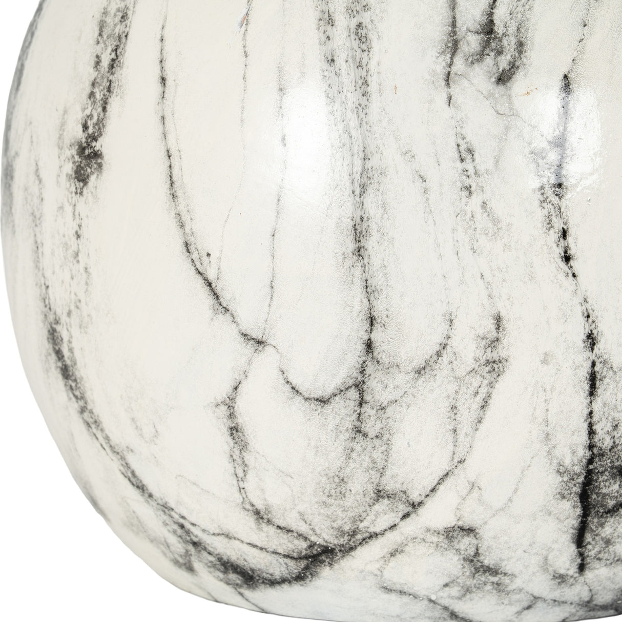 Marble Effect Rounded Ceramic Vase – White