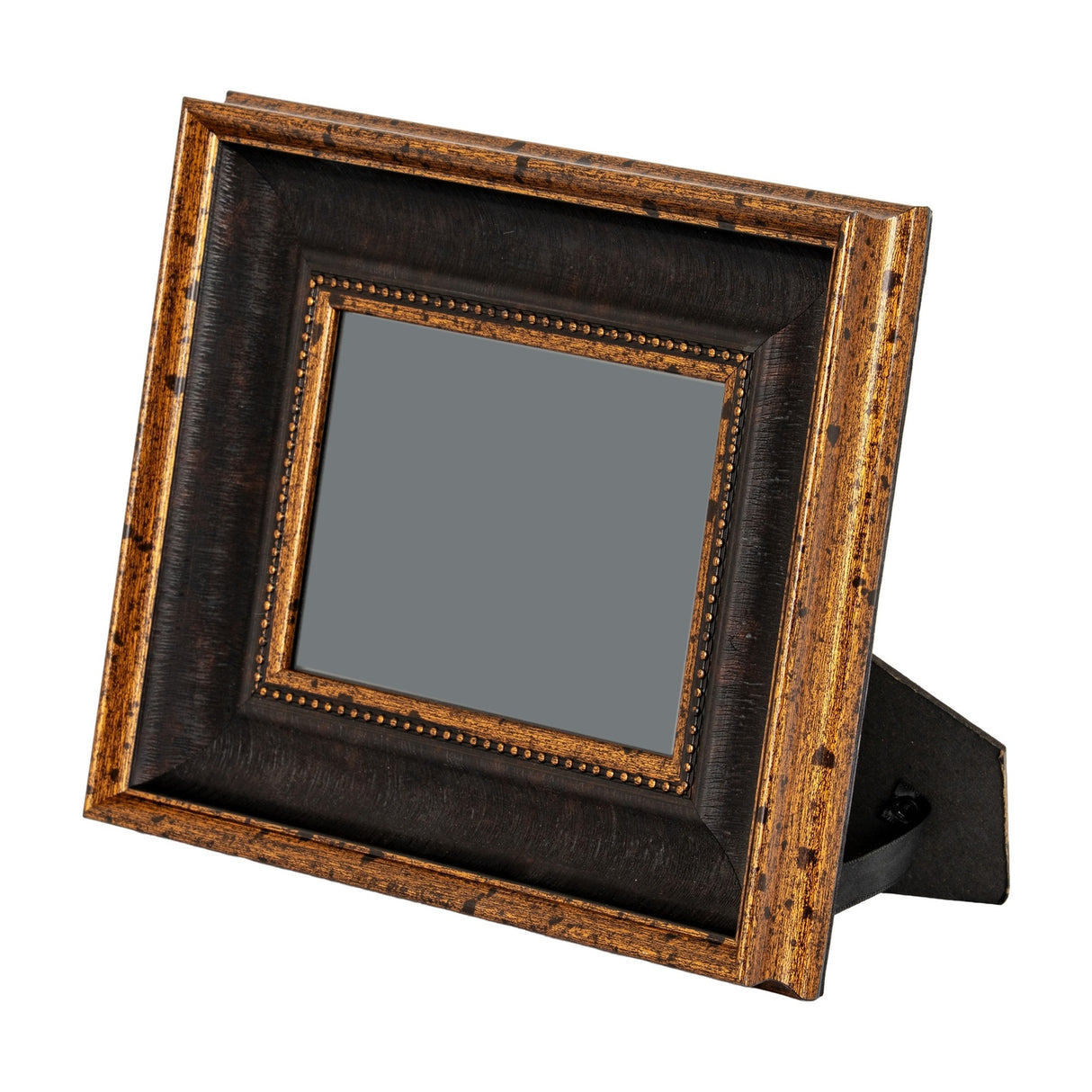 Black & Antique Gold Beaded Photo Frame – Black
