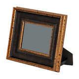 Hill Interiors Black and Antique Gold Beaded Photo Frame standing on its rear strut, showing the wooden surround with gold beaded edge on a white background.