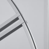 Close-up detail of the Hill Interiors Mirrored Round Wall Clock 112cm in silver, showing the slim metal frame bars against the reflective mirrored glass face.