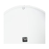Rear view of the Hill Interiors Large Metal Wall Clock in white, showing the smooth back panel, hanging hook, and central quartz movement housing.
