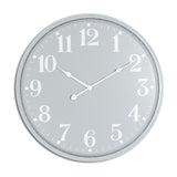 Hill Interiors Round Metal Wall Clock in grey with white Arabic numerals and slim metal frame, shown against a plain white background.