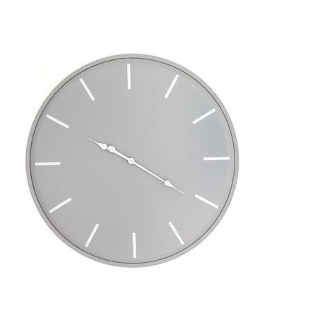 Hill Interiors Large Round Metal Wall Clock in grey with white baton markers and slim hands, shown on a plain white background.