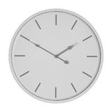 Hill Interiors Round Metal Wall Clock in white with slim grey hour markers and hands on a plain background.