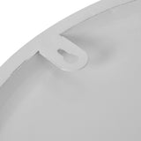 Close-up of the reverse of the Hill Interiors Round Metal Wall Clock in white, showing the keyhole hanging bracket on the metal frame.
