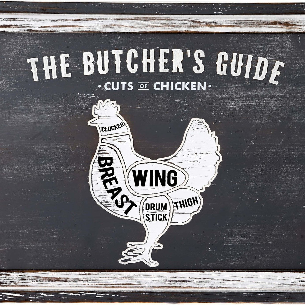 Chicken Cuts Wooden Wall Plaque – White