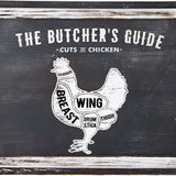 Chicken Cuts Wooden Wall Plaque – White