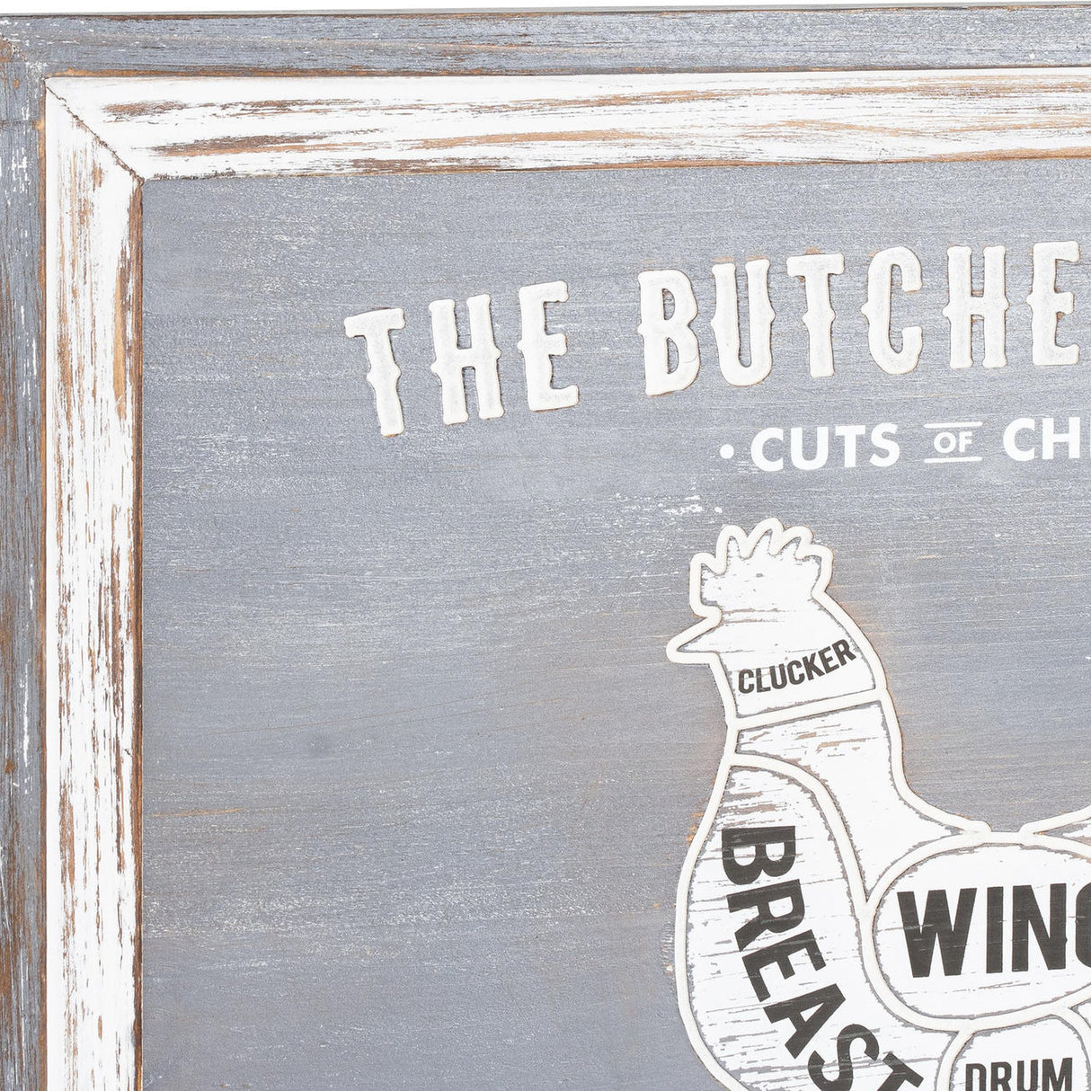 Chicken Cuts Wooden Wall Plaque – White