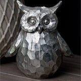 Large Silver Ceramic Owl Sculpture – Silver