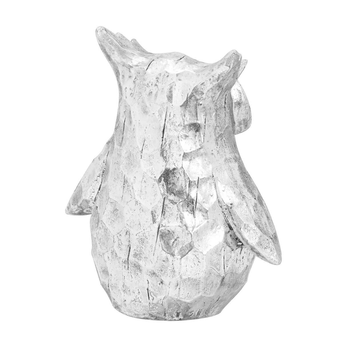 Large Silver Ceramic Owl Sculpture – Silver